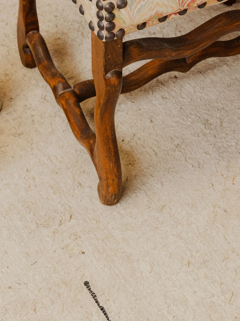 Martine, la banquette en bois et tissu à motifs N°154