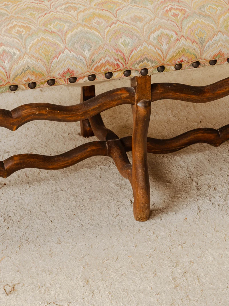 Martine, la banquette en bois et tissu à motifs N°154