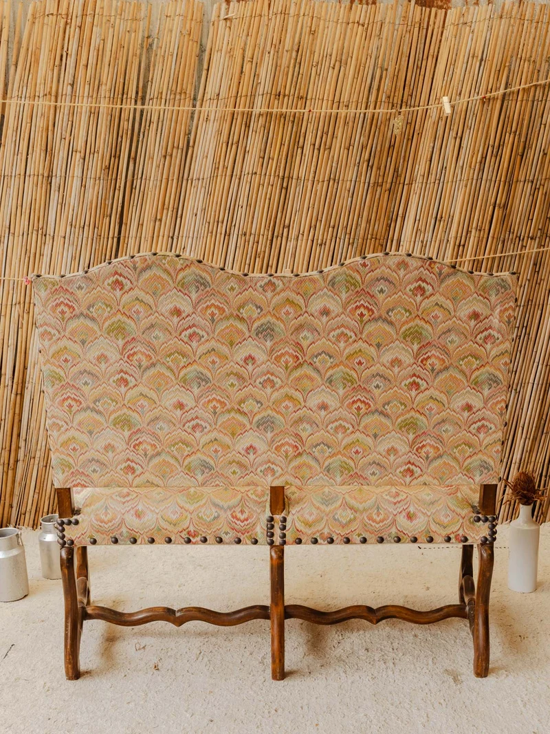 Martine, la banquette en bois et tissu à motifs N°154