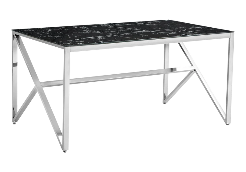 Table marbre noir et 6 chaises velours argent – Jessy