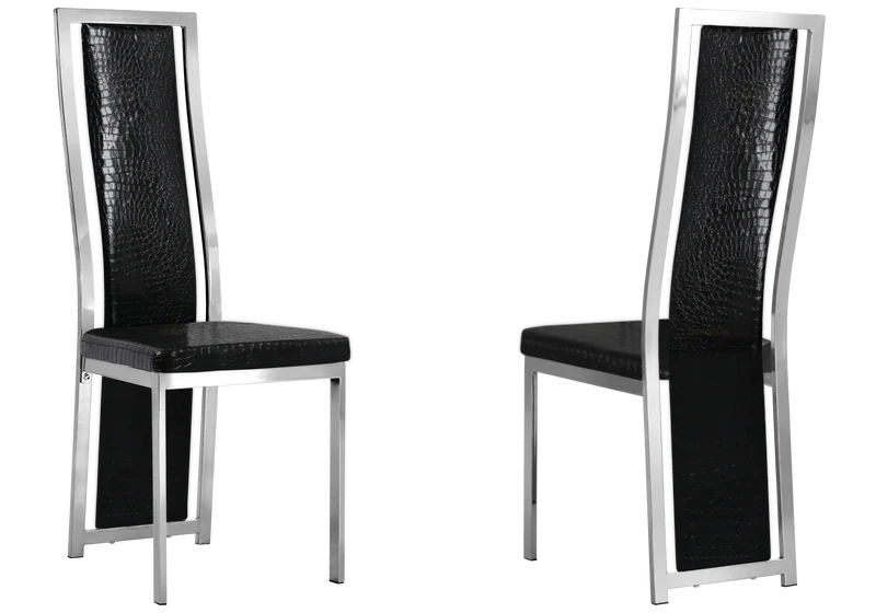 Table marbre blanc et 6 chaises croco argent – Jessy