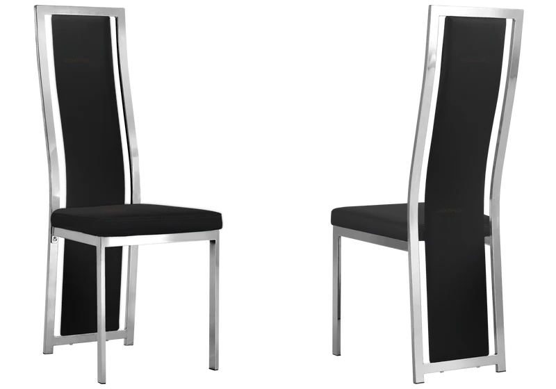 Table en verre et 6 chaises simili-cuir argent – Jessy