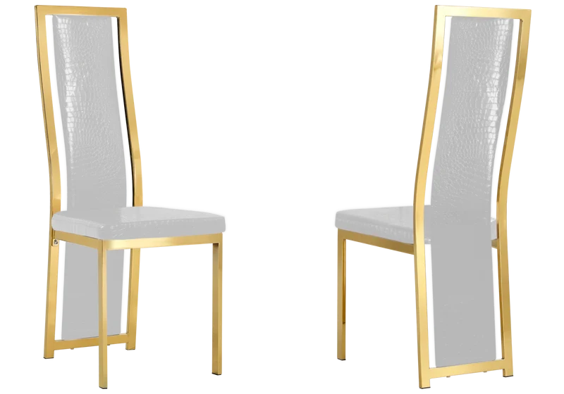 Table en verre et 6 chaises croco doré – Jessy