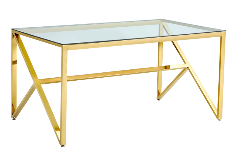 Table en verre et 6 chaises croco doré – Jessy