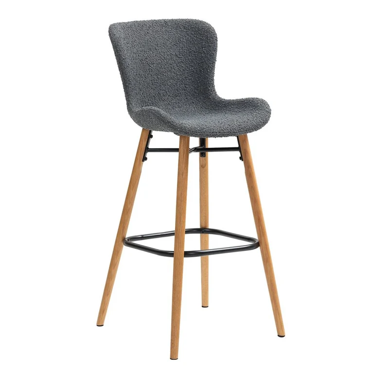 Chaise snack effet laine bouclette gris foncé