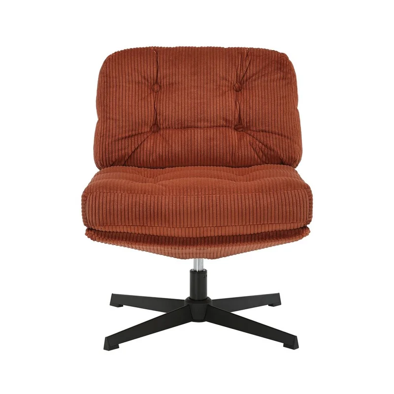Fauteuil pivotant velours côtelé terracotta