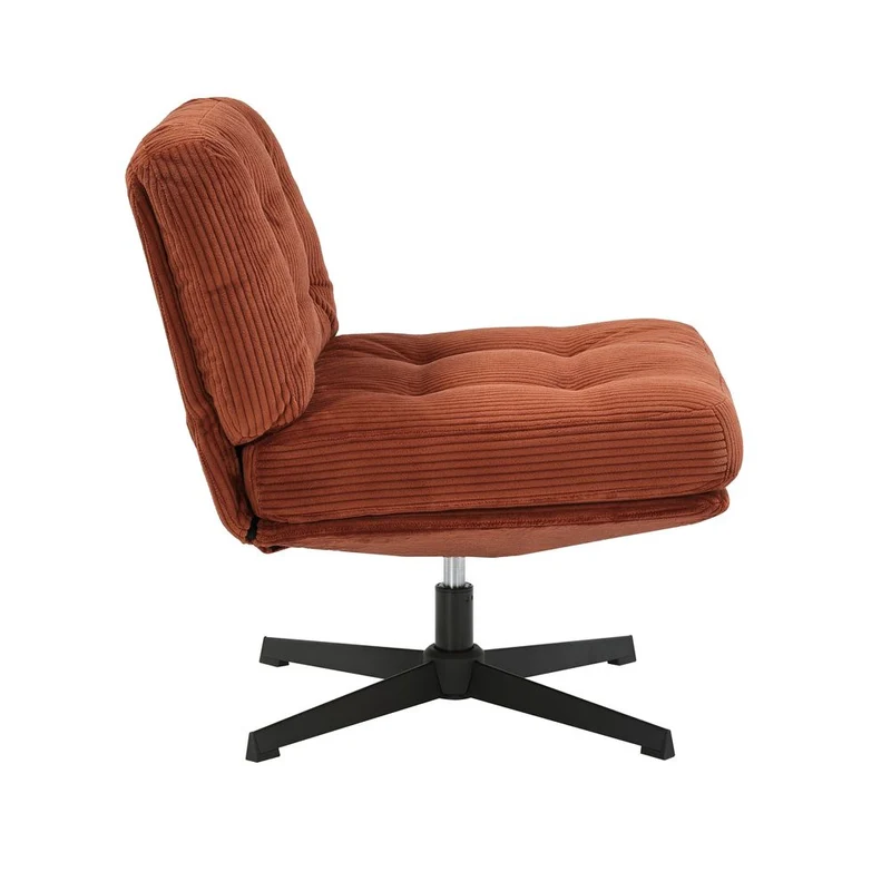 Fauteuil pivotant velours côtelé terracotta