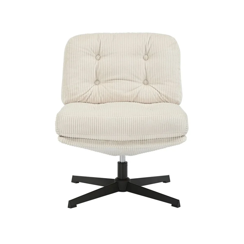 Fauteuil pivotant velours côtelé écru