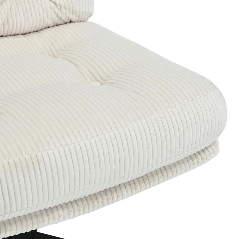 Fauteuil pivotant velours côtelé écru