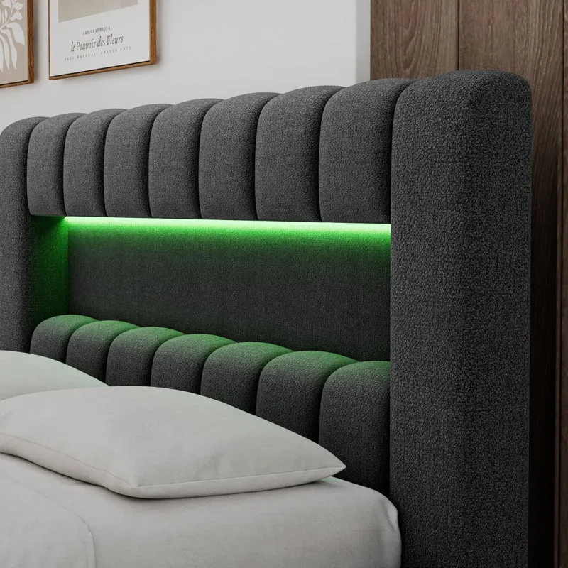 Lit 180x200 sommier inclus Klaus Velours Gris foncé