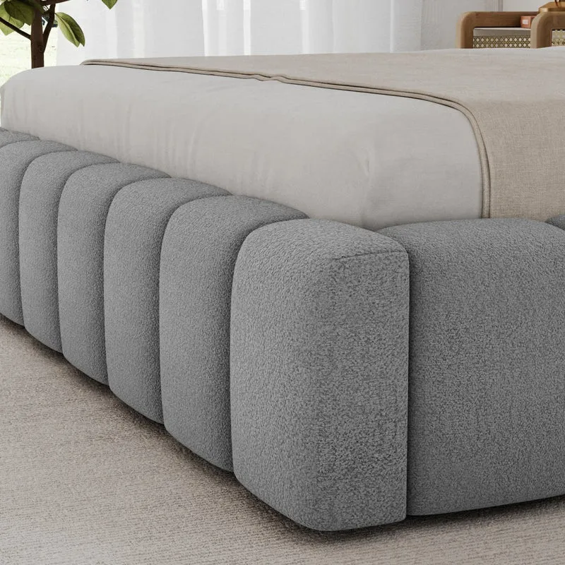 Lit coffre 180x200 sommier et LED inclus Auria Texturé Gris
