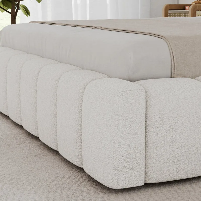 Lit coffre 140x200 sommier et LED inclus Auria Texturé Blanc