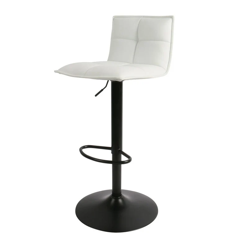 Chaise snack PU blanc et pied piston noir
