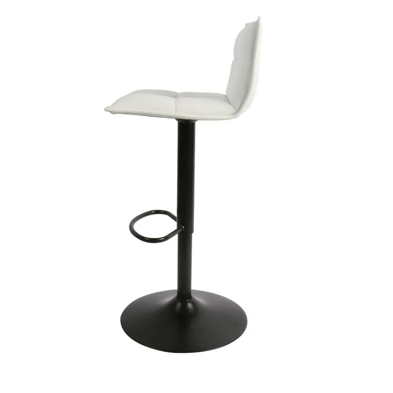 Chaise snack PU blanc et pied piston noir