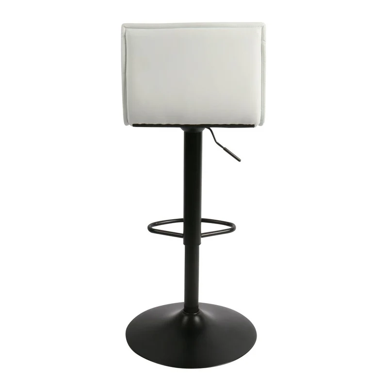 Chaise snack PU blanc et pied piston noir