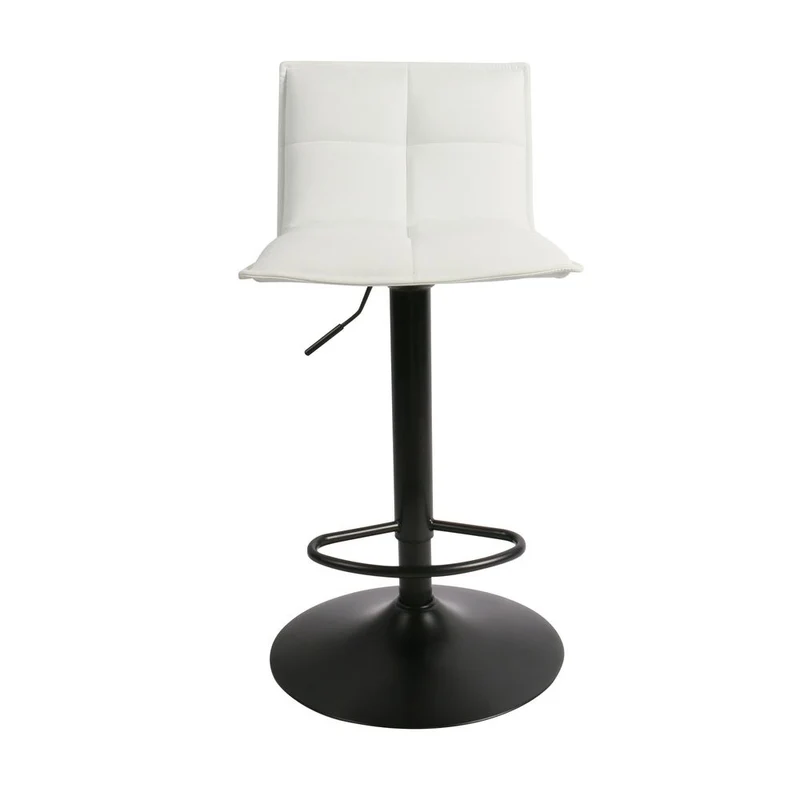 Chaise snack PU blanc et pied piston noir