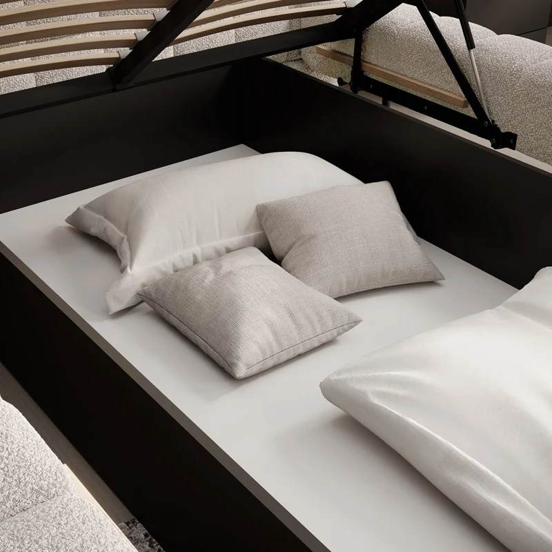 Lit coffre 180x200 sommier inclus Ezio Texturé Beige