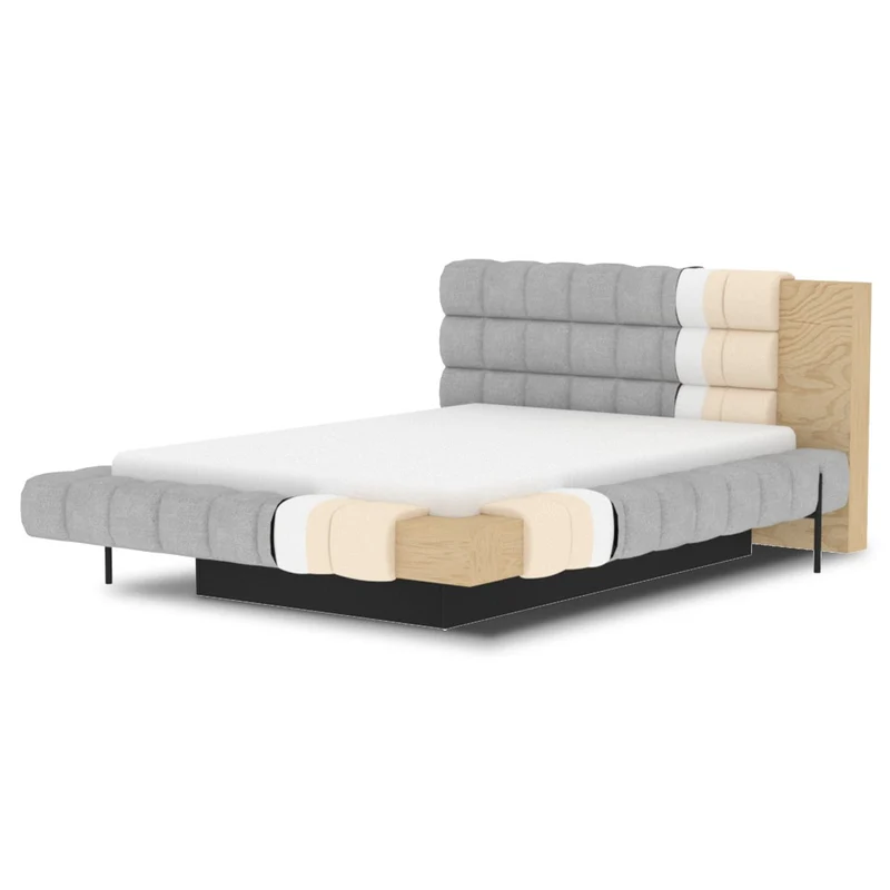 Lit coffre 180x200 sommier inclus Ezio Texturé Beige