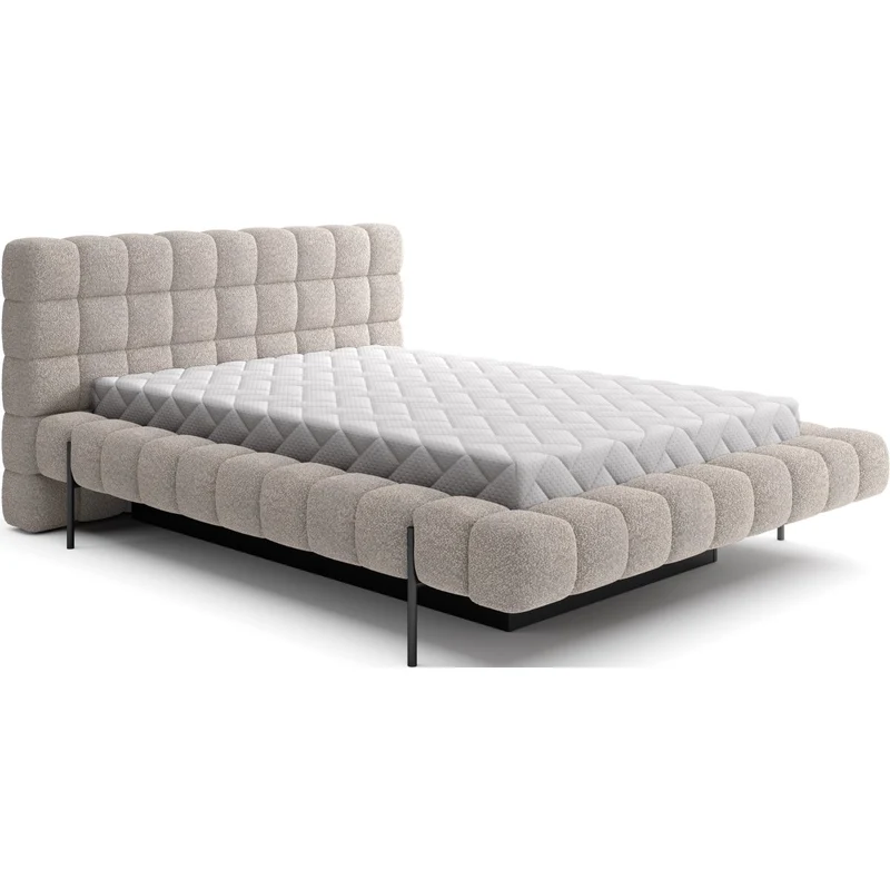 Lit coffre 160x200 sommier inclus Ezio Texturé Beige