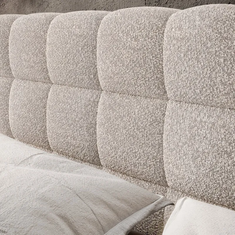 Lit coffre 160x200 sommier inclus Ezio Texturé Beige