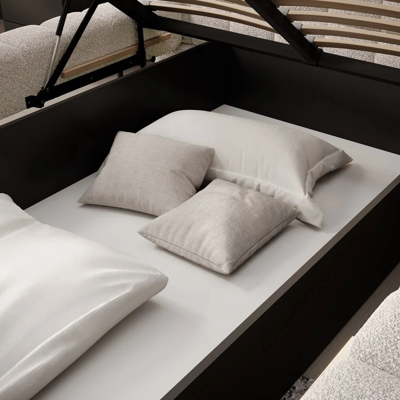 Lit coffre 160x200 sommier inclus Ezio Texturé Beige