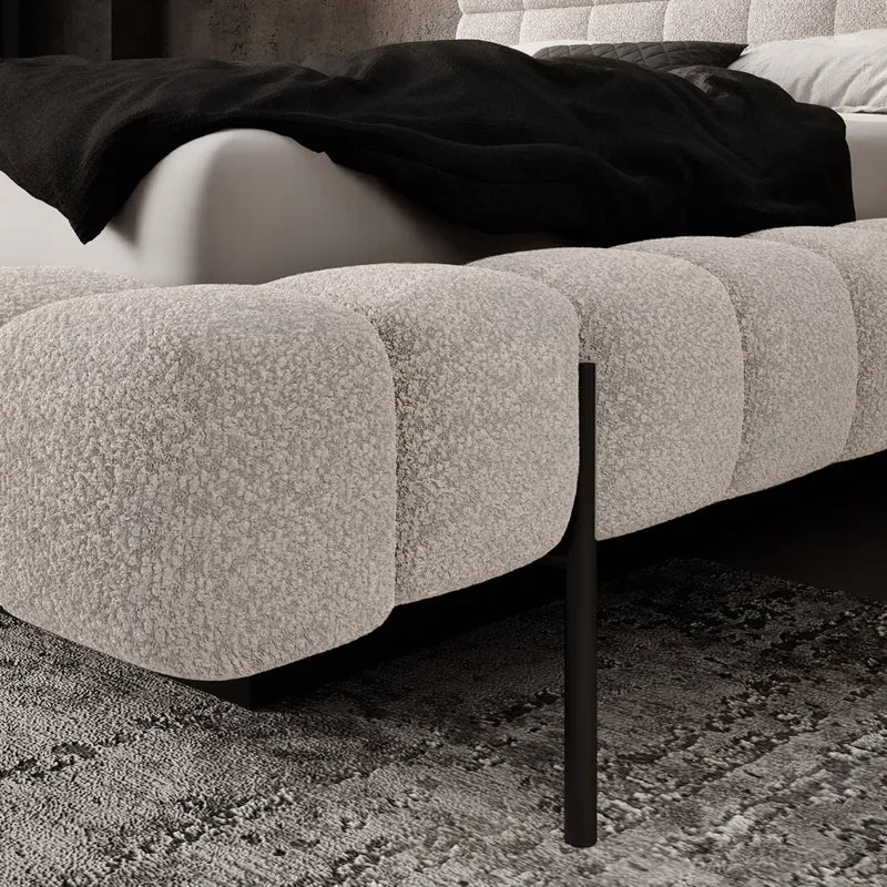 Lit coffre 160x200 sommier inclus Ezio Texturé Beige