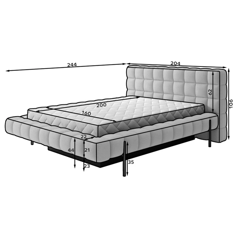 Lit coffre 160x200 sommier inclus Ezio Texturé Beige