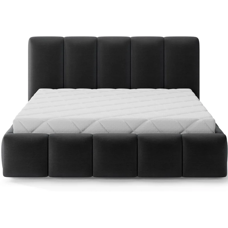Lit 160x200 sommier inclus Klaus Velours Gris foncé