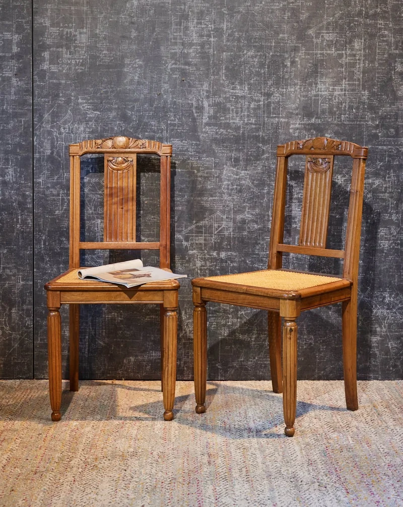 Claude, la paire de chaises Art déco en cannage N°1609