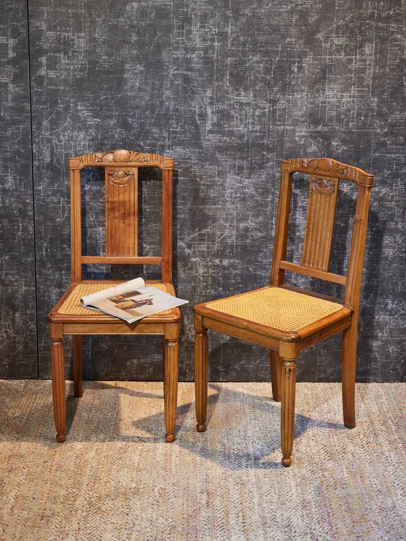Claude, la paire de chaises Art déco en cannage N°1609