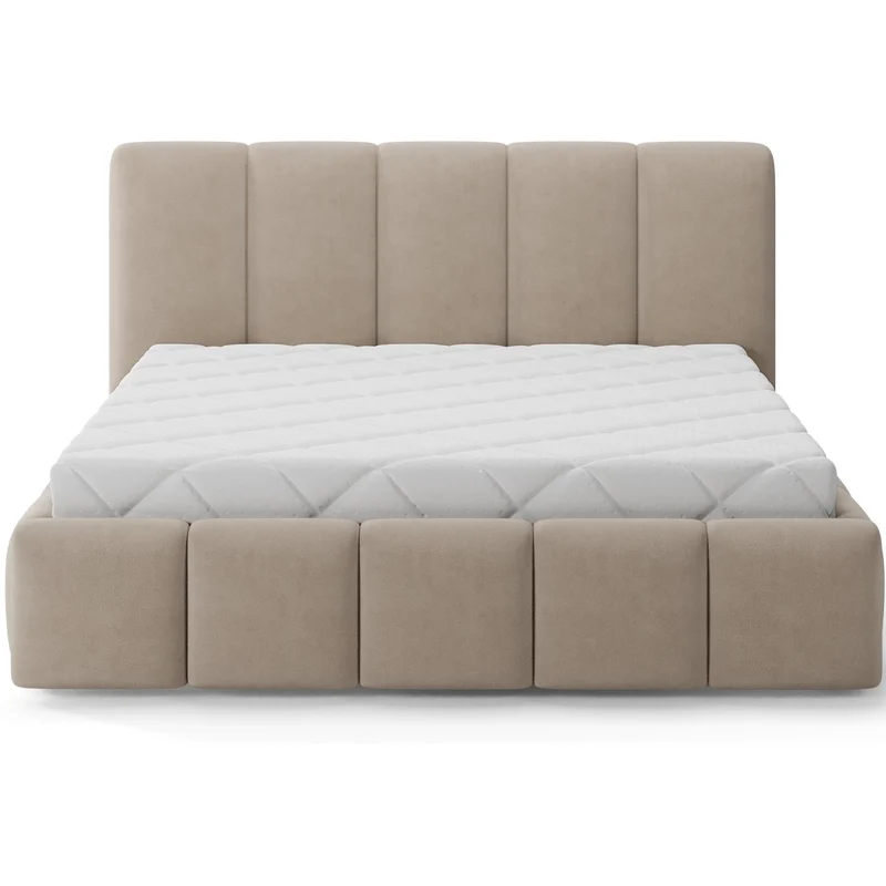 Lit 140x200 sommier inclus Klaus Velours Beige