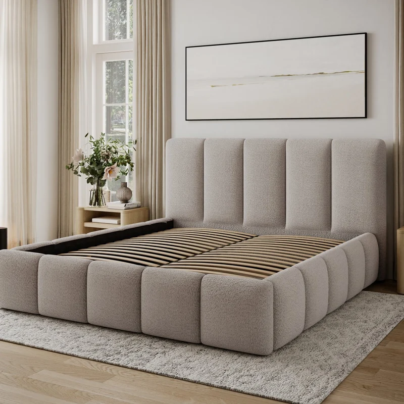 Lit 180x200 sommier inclus Klaus Texturé Cachemire