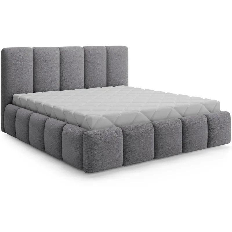 Lit 180x200 sommier inclus Klaus Texturé Gris