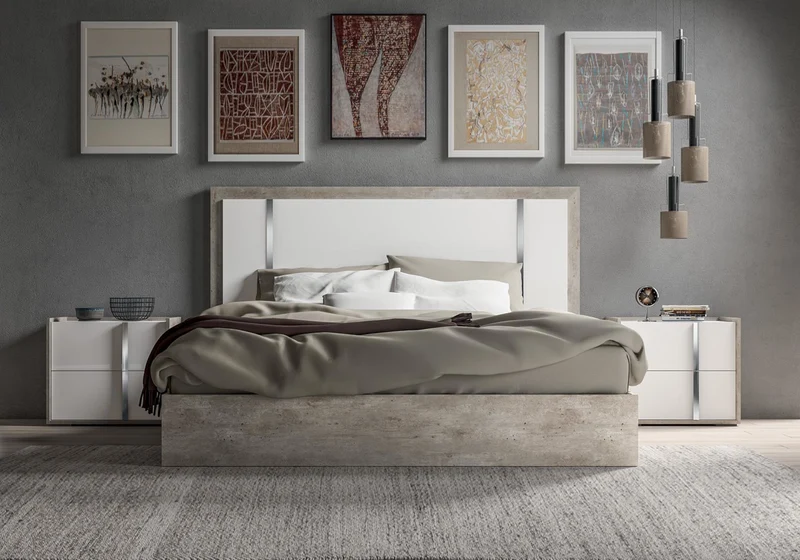 Ensemble chambre 160x200 blanc béton – Treviso