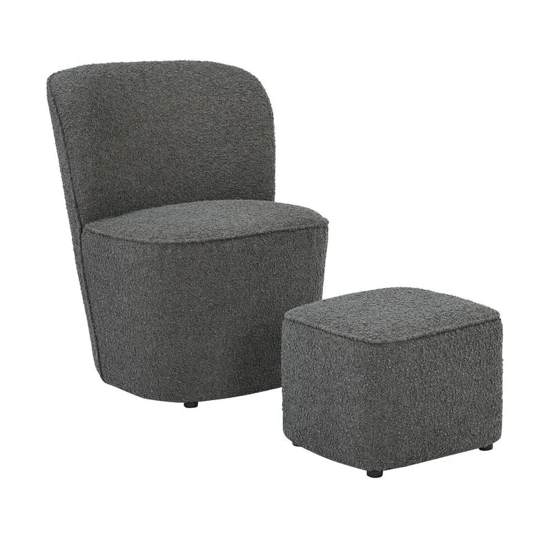 Fauteuil en bouclette gris foncé