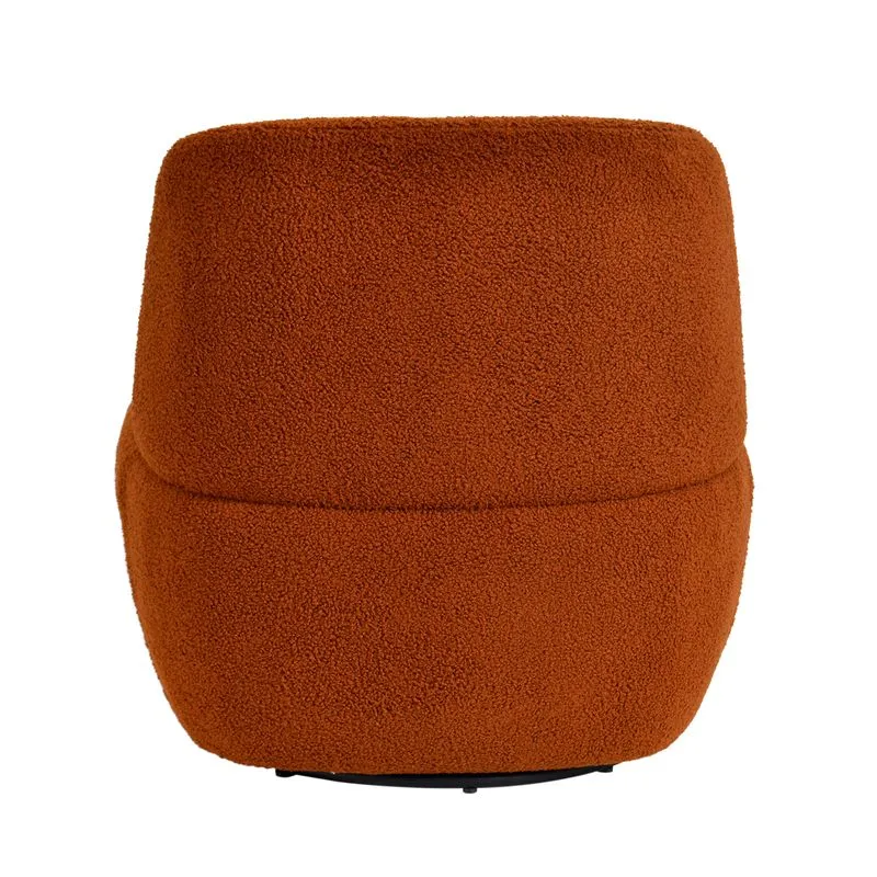 Fauteuil pivotant en bouclette épaisse terracotta