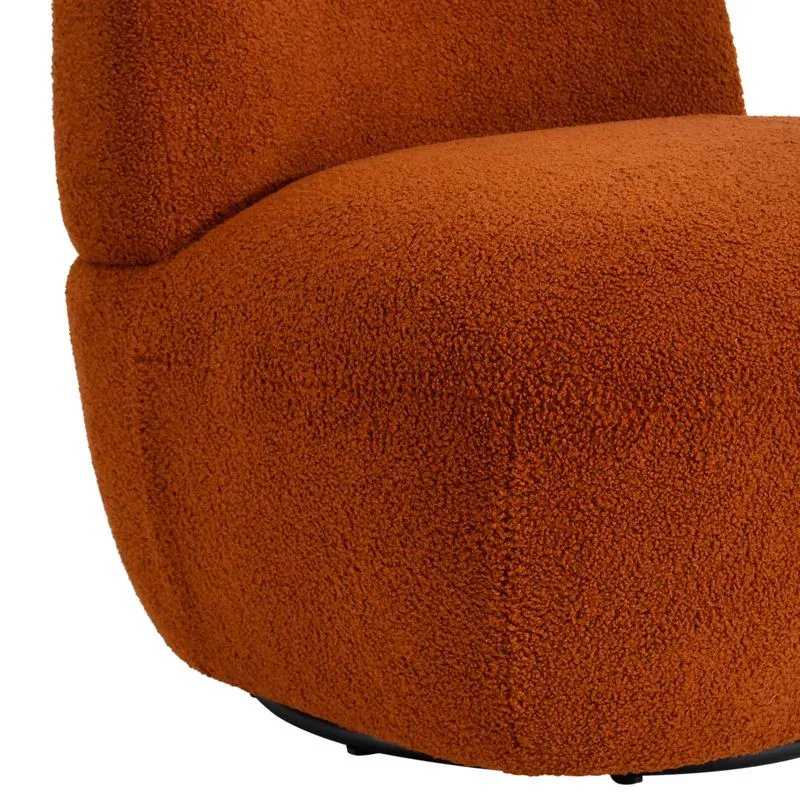 Fauteuil pivotant en bouclette épaisse terracotta