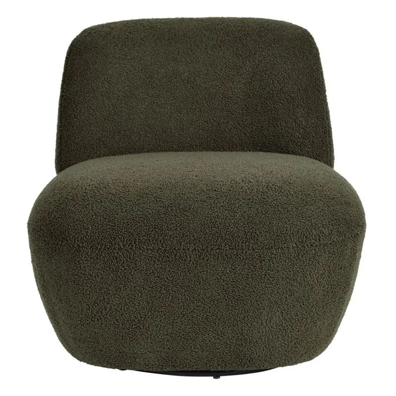 Fauteuil pivotant en bouclette épaisse vert