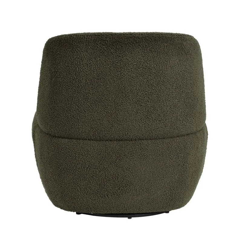 Fauteuil pivotant en bouclette épaisse vert