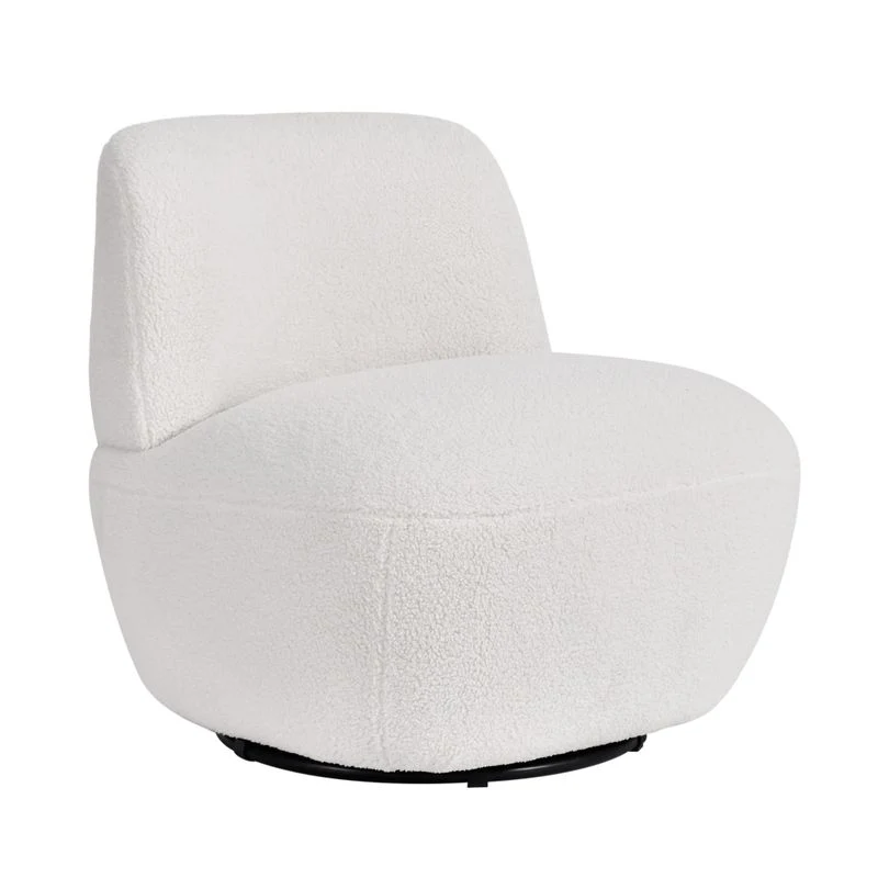 Fauteuil pivotant en bouclette épaisse écru