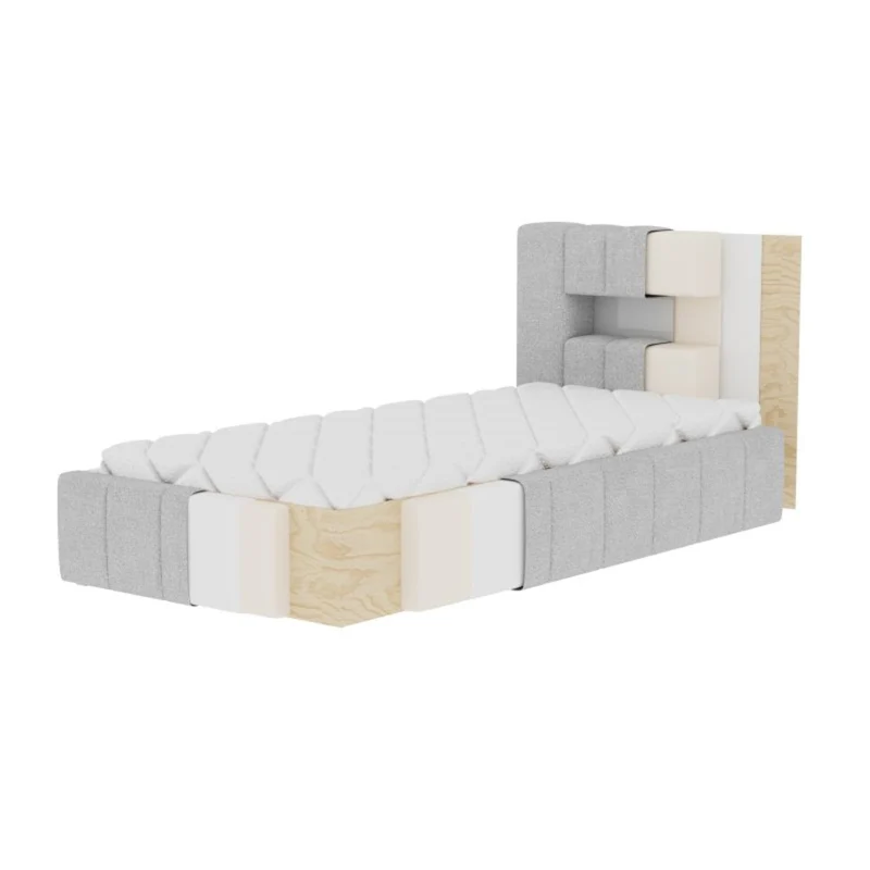 Lit coffre 90x200 sommier et LED inclus Auria Gris foncé