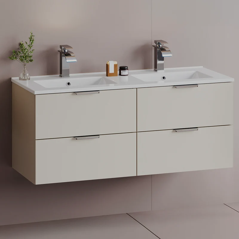 Meuble double vasque encastrée 120cm Astrid Cachemire