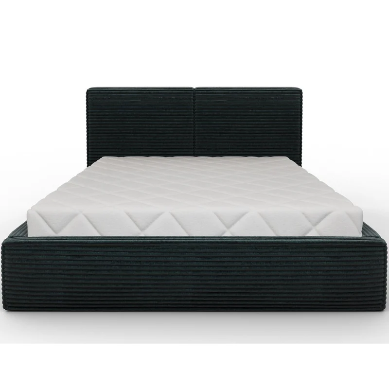 Lit coffre 180x200 sommier inclus Nox Velours côtelé Vert foncé