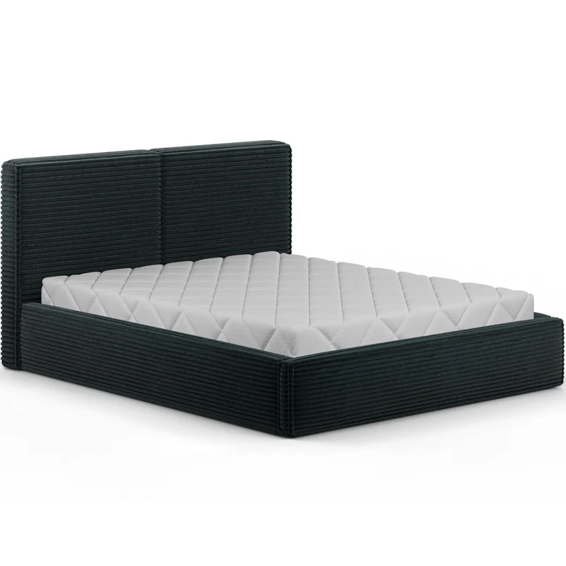 Lit coffre 160x200 sommier inclus Nox Velours côtelé Vert foncé