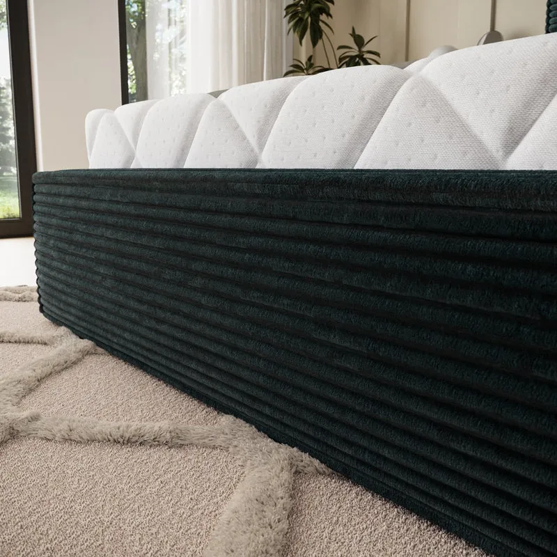 Lit coffre 140x200 sommier inclus Nox Velours côtelé Vert foncé