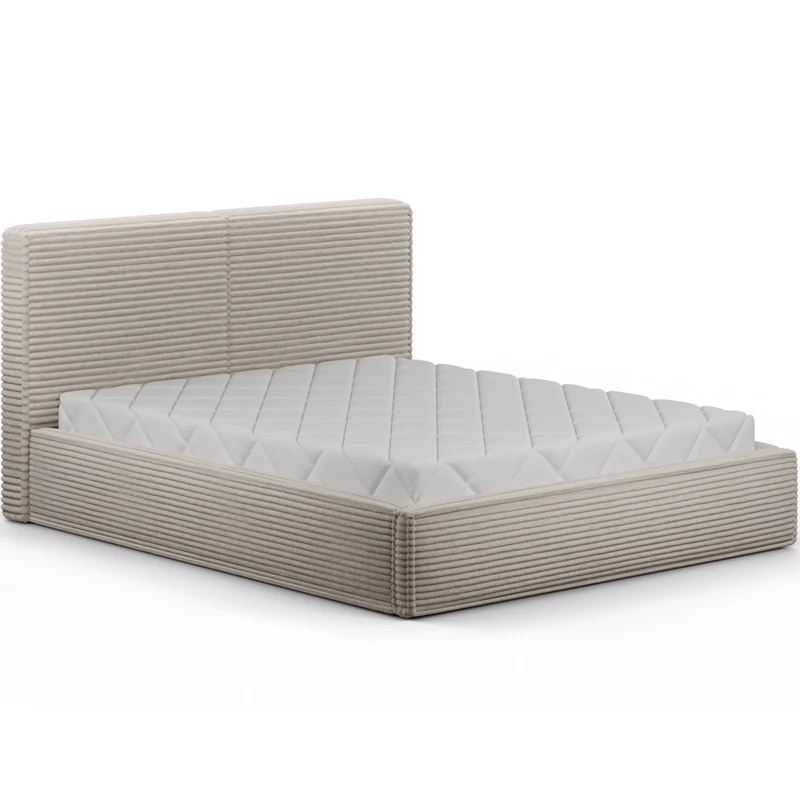Lit coffre 180x200 sommier inclus Nox Velours côtelé Beige