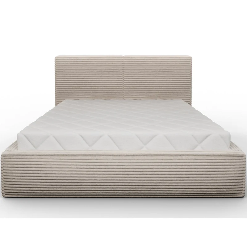 Lit coffre 180x200 sommier inclus Nox Velours côtelé Beige