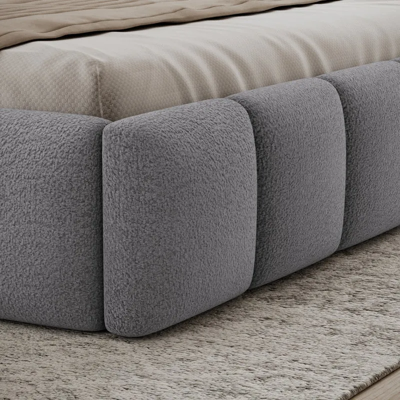 Lit 160x200 sommier inclus Klaus Texturé Gris