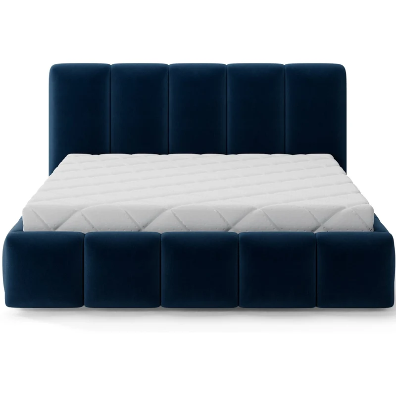 Lit 180x200 sommier inclus Klaus Velours Bleu foncé