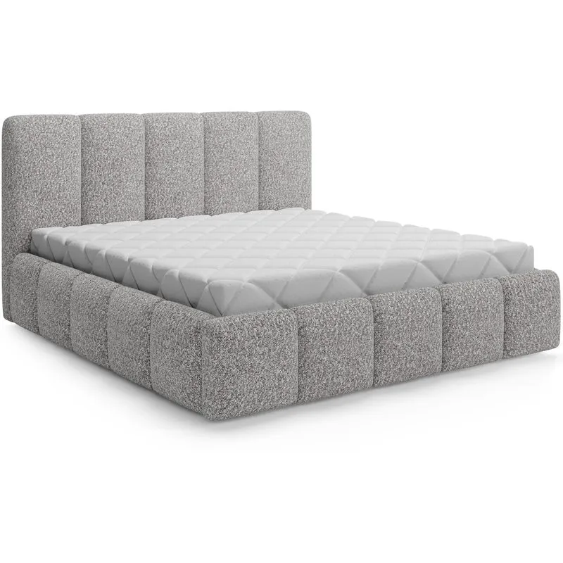 Lit 140x200 sommier inclus Klaus Bouclé Gris